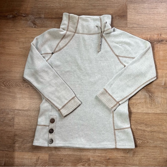Prana Wool Blend Lucia Funnel Mock Neck Pullover Sweater Cream Size Medium - Picture 8 of 8